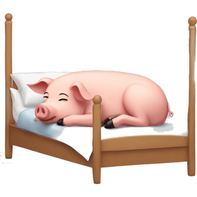 a pig sleeping on her bed emoji