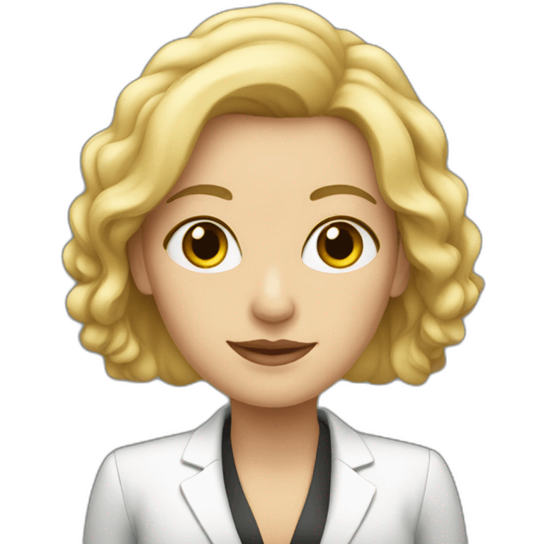 White woman in suite emoji