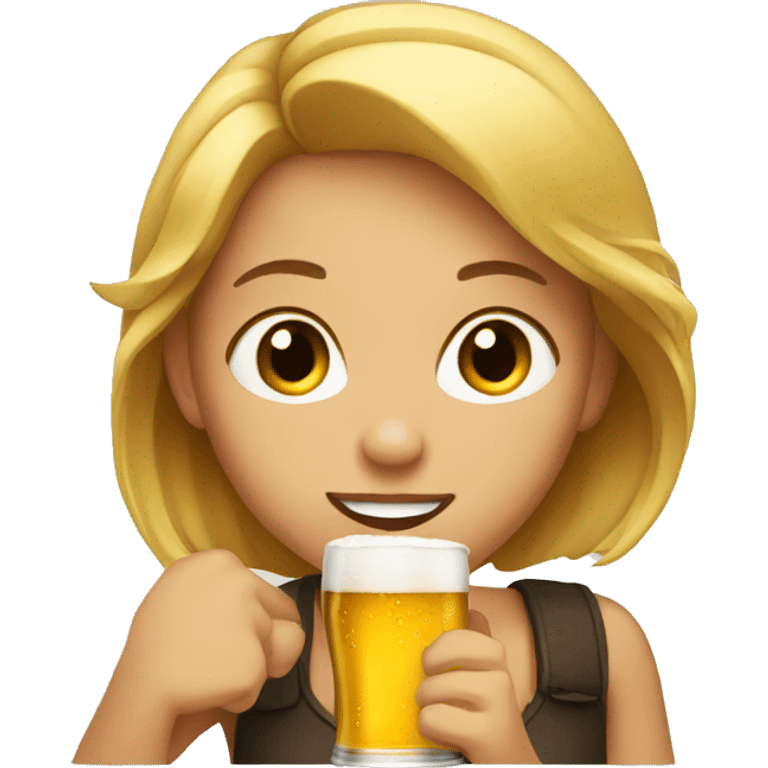 Girl drinking beer emoji