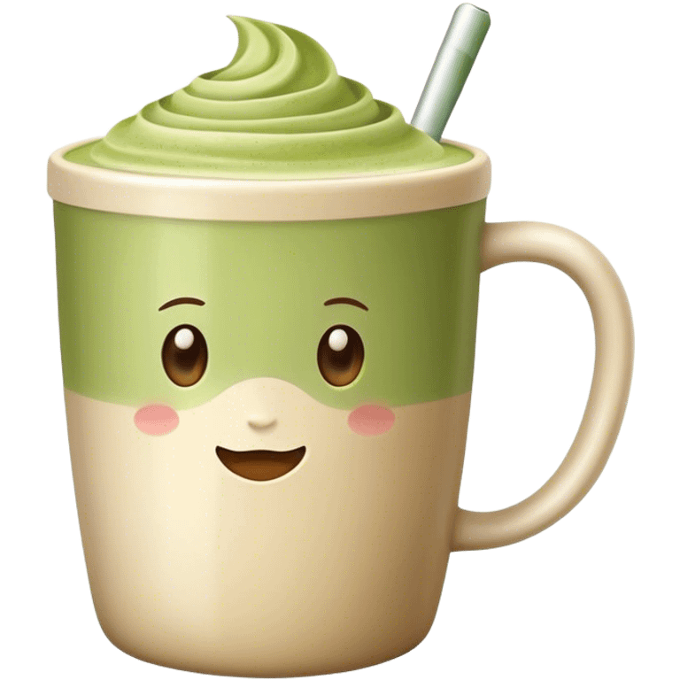 realistic Matcha latte in realistic beige colored mug emoji