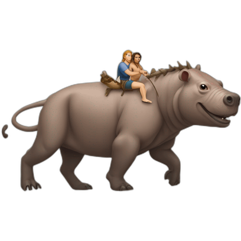 Tarzan riding a babirusa emoji