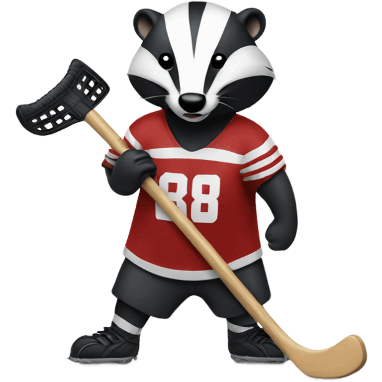 Badger holding a hockey stick emoji