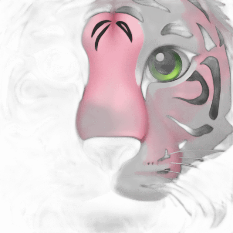 Pink tiger with green eyes emoji