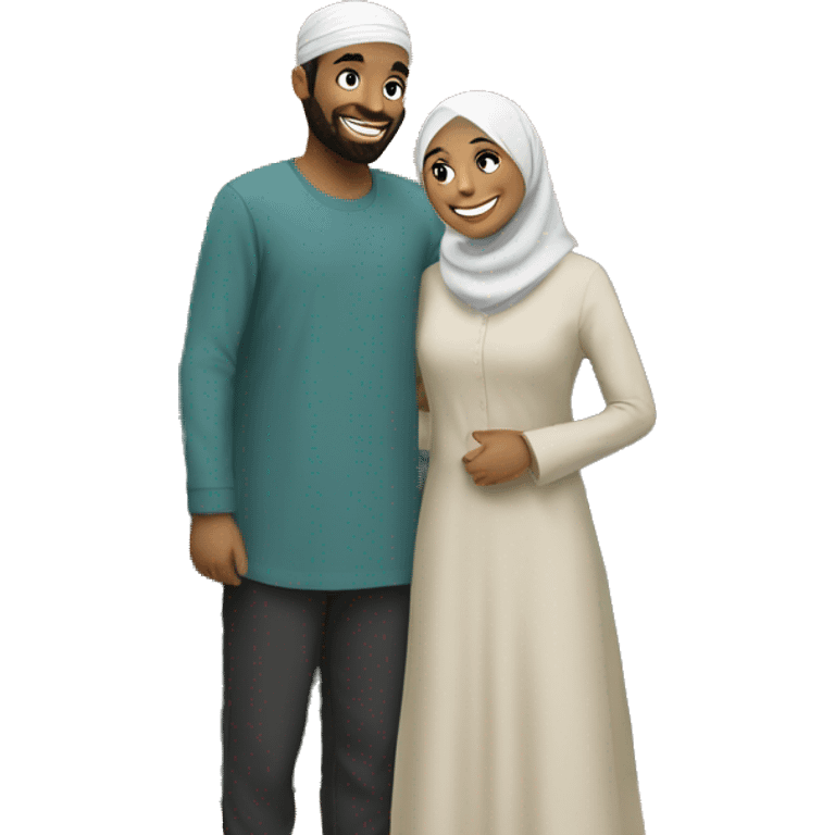 smiling Muslim couple under the stars emoji