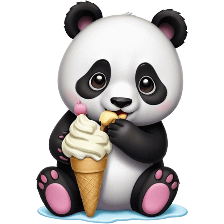 Panda eating ice cream emoji