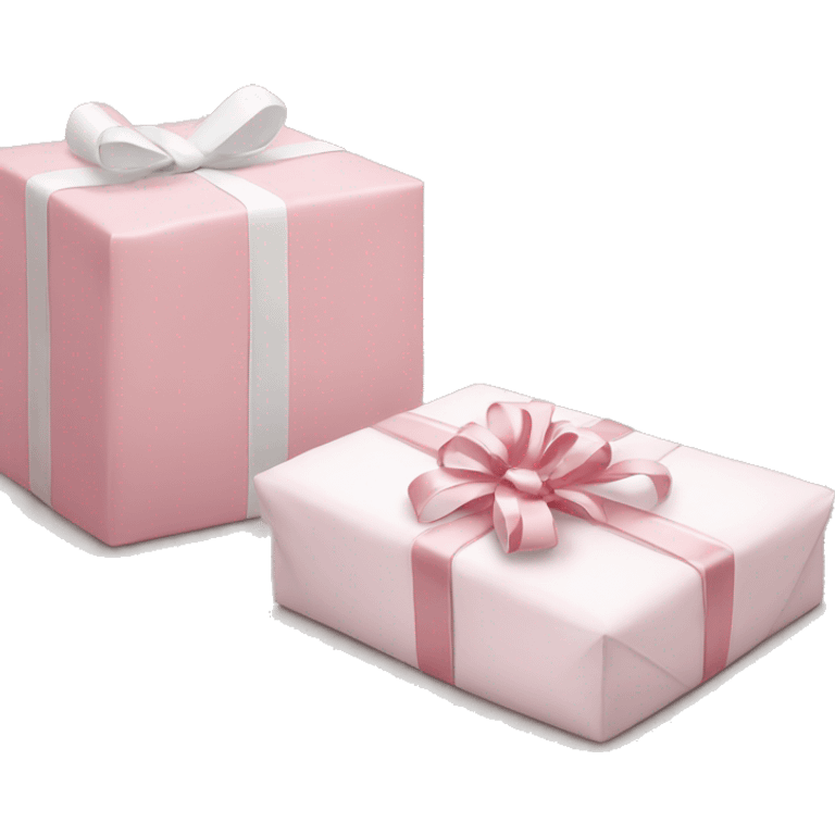 Light pink Christmas gifts under a white Christmas tree  emoji