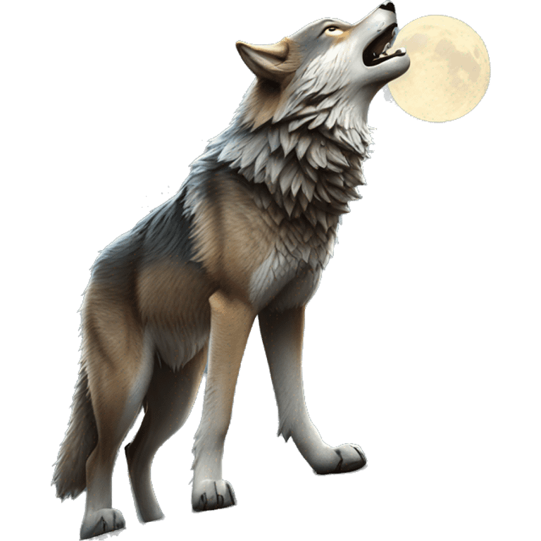 wolf howling at the moon while standing on a rock emoji