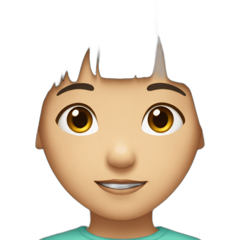 Filipino child girl young with short brown hair fringe slim lost on front tooth 4 years old emoji