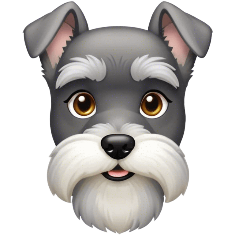 Cinematic Noble Miniature Schnauzer Portrait Emoji, Standing with a proud and stately demeanor, showcasing a sharply defined, salt-and-pepper fur with distinguished eyebrows and a confident, alert expression, simplified yet exquisitely detailed, glowing with a refined, dignified radiance, high shine, exuding intelligence and classic noble charm, soft glowing outline, capturing the essence of a noble Miniature Schnauzer that commands attention with effortless style! emoji