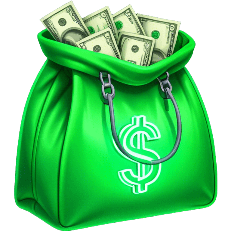 Bag of cash green neon lighta emoji