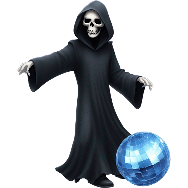 Grim reaper dancing to a disco ball emoji