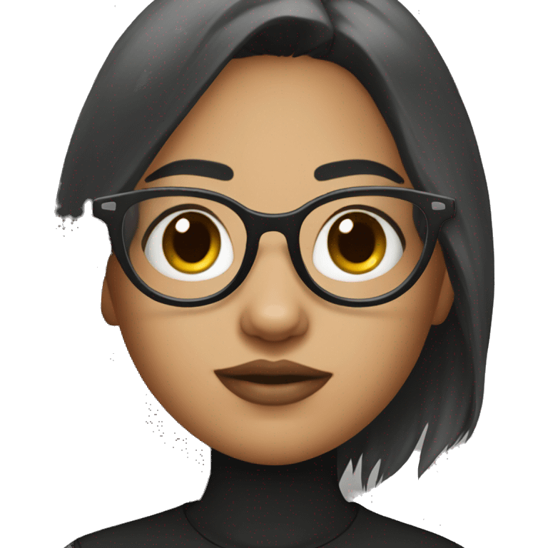 cute girl with black glasses and a wolf cut emoji