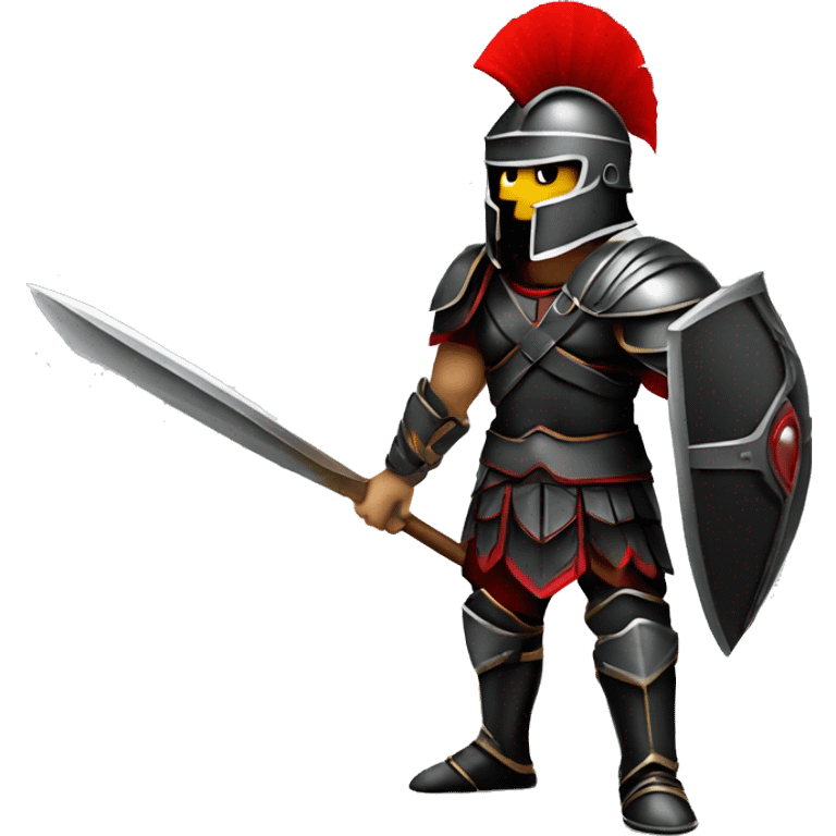 Fantasy spartan warrior male wearing detailed black armor with a red plumed helmet
 emoji