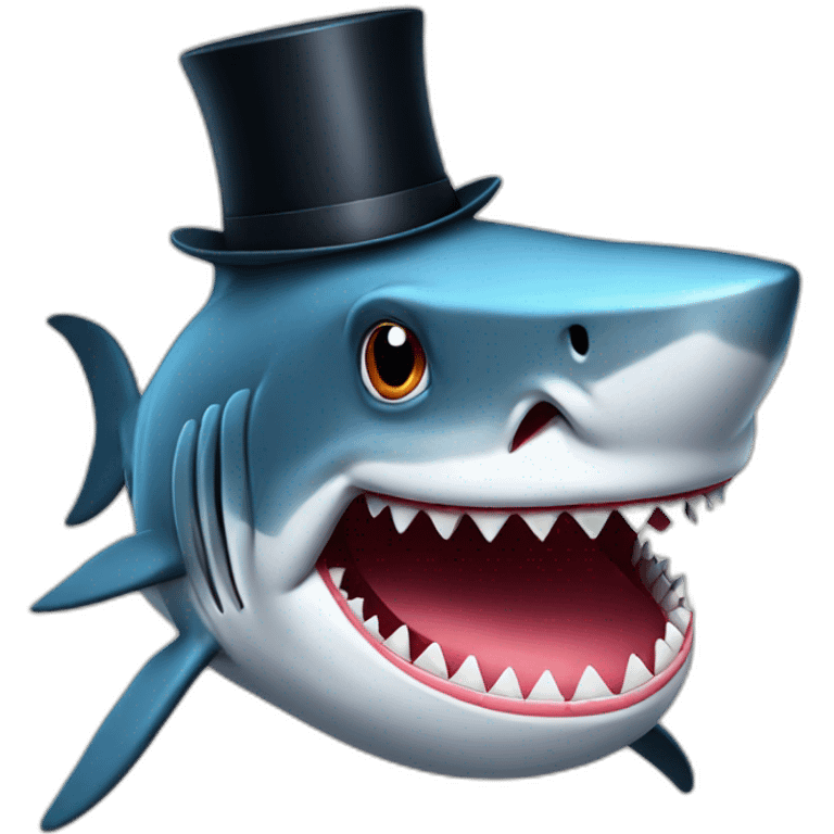 Shark with a top hat emoji