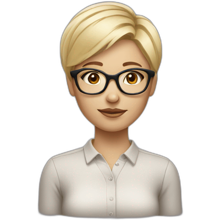 blonde girl with short hair in glasses emoji