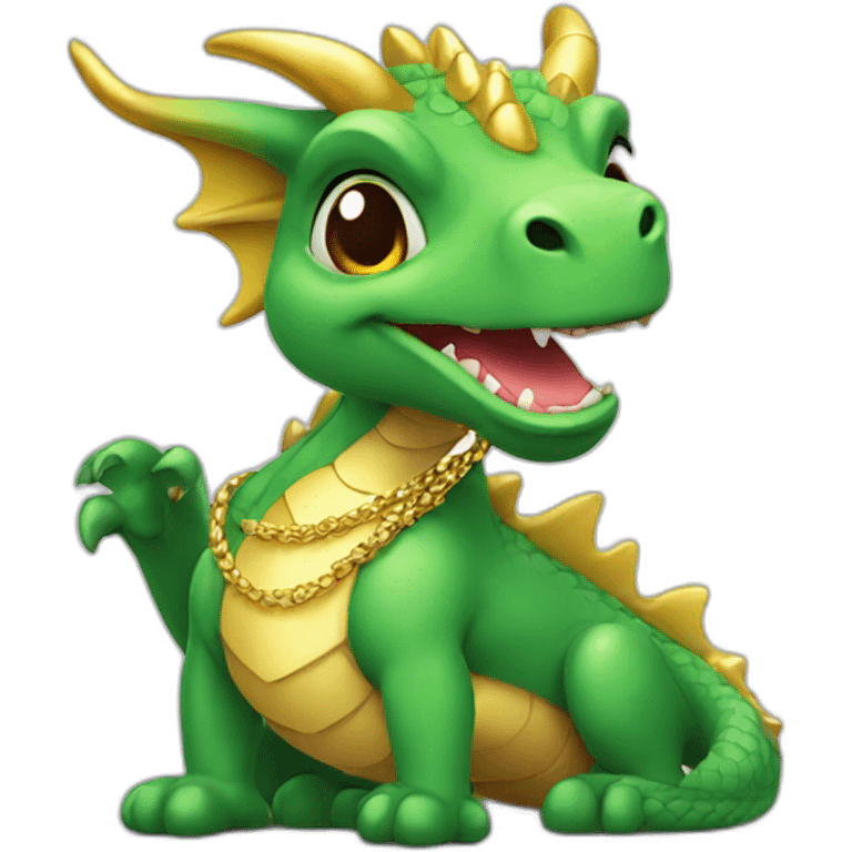 Cute dragon with a gold necklace emoji