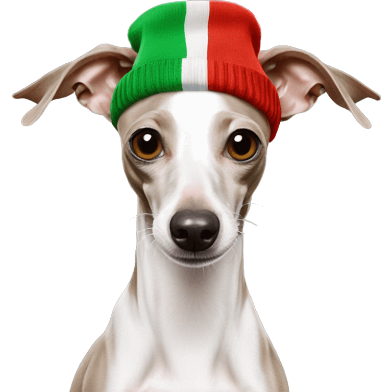 Italian Greyhound with a sock on his head emoji