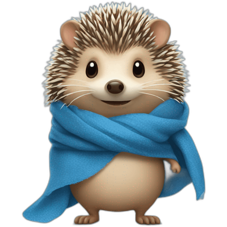 hedgehog with blue scarf say hi emoji