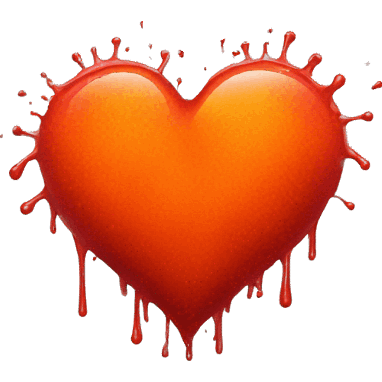 bleeding red heart glowing red-orange with splatter emoji