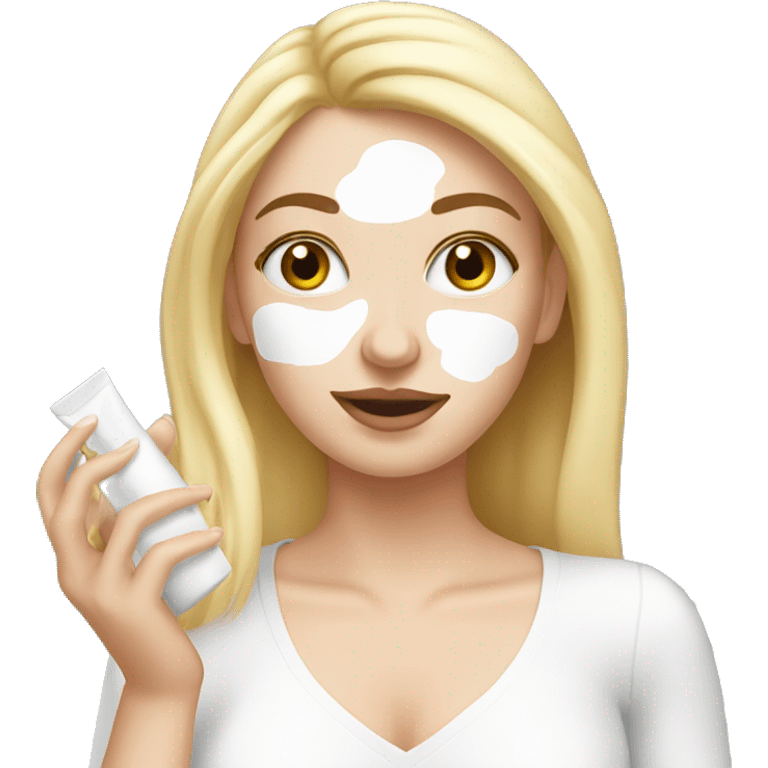 white girl applying cream on face emoji