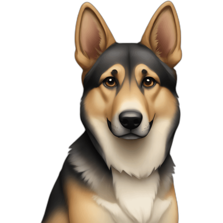 German shepherd and husky mix with darker shade head and nose emoji