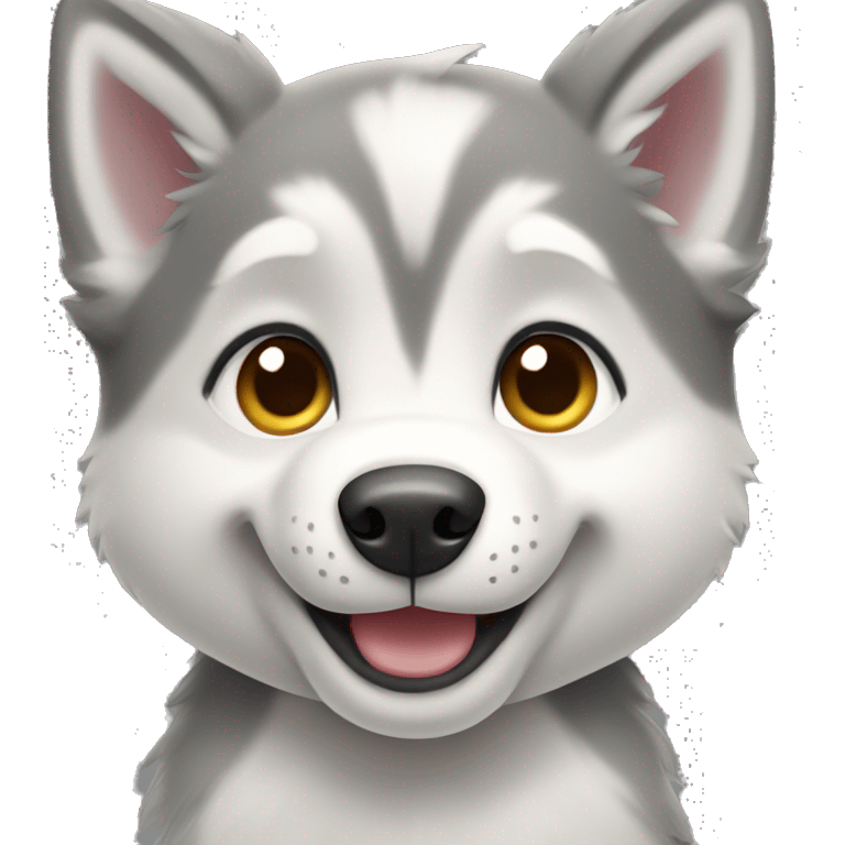 Husky puppy , light gray , happy face emoji