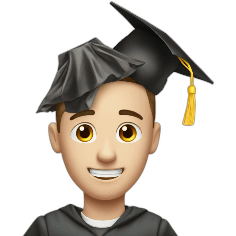 a student throwing away his diploma hat emoji