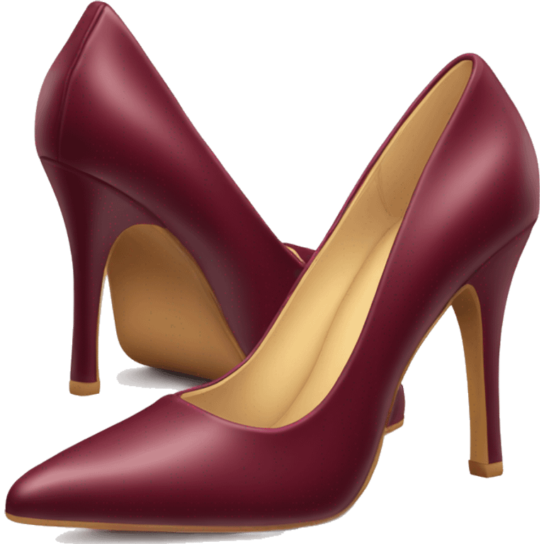 Realistic isolated pair of burgundy pointed toe high heel shoes emoji