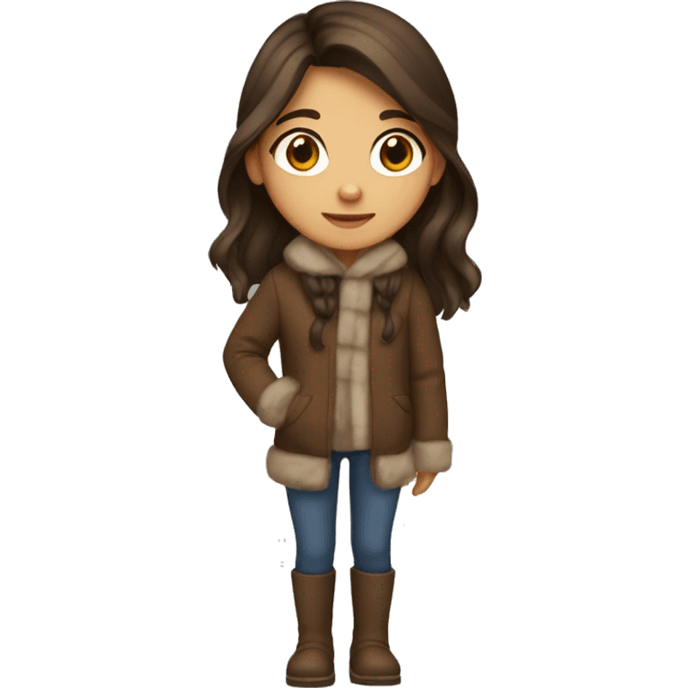 winter, christmas, hispanic, long brown hair, girl, brown eyes, child, full body emoji