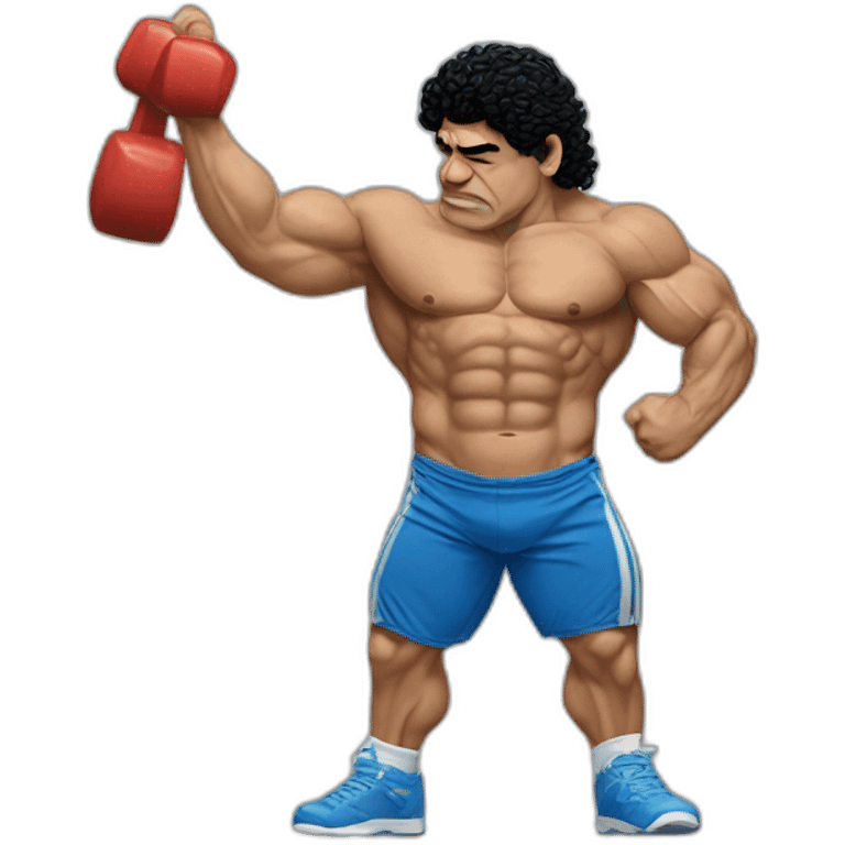 Diego Maradona doing bodybuilding emoji