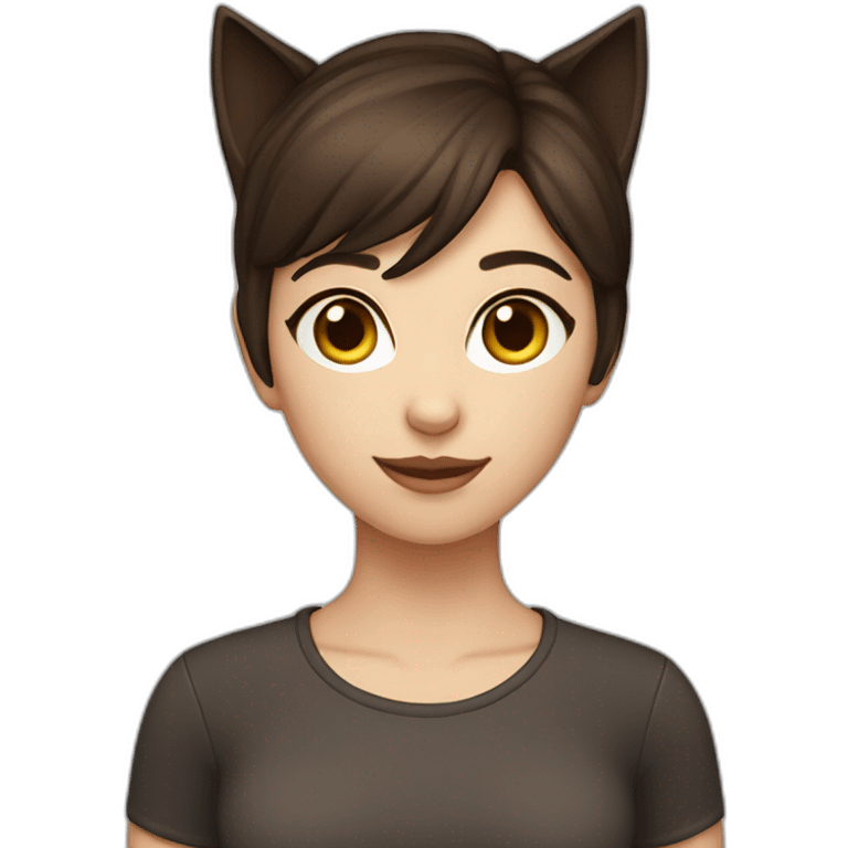 Cat girl (Caucasian with dark brown hair) emoji