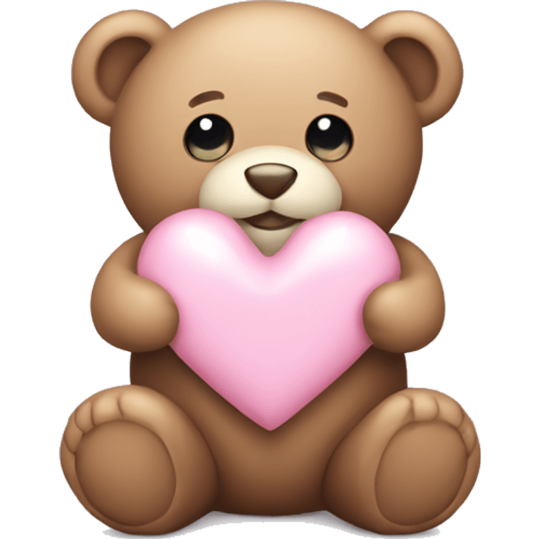 stuffed teddy holding light pink heart emoji