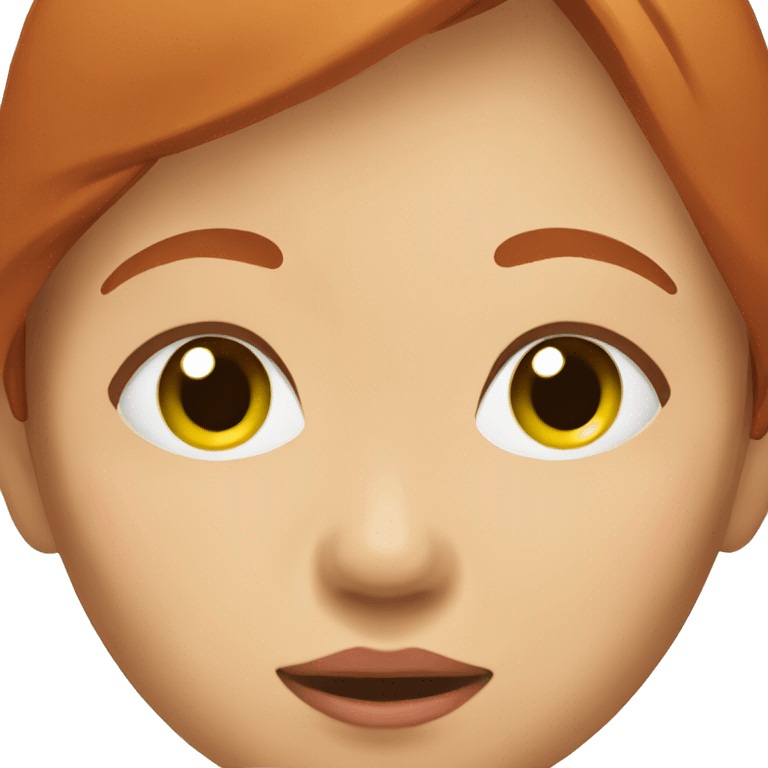 Asian woman with red hair and green eyes holding a baby in her hand. The baby is with open eyds emoji