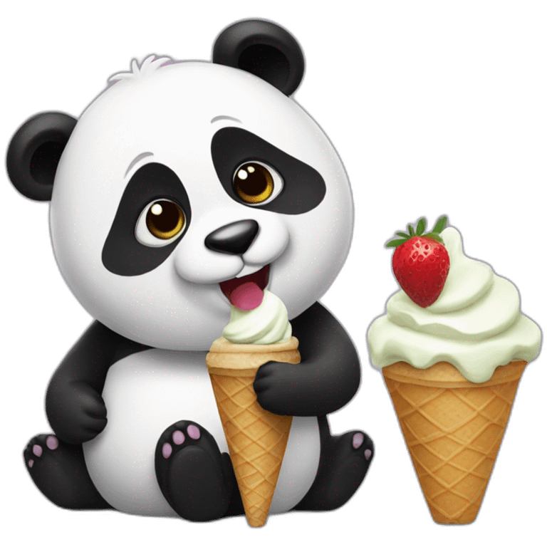 Panda eating ice cream emoji