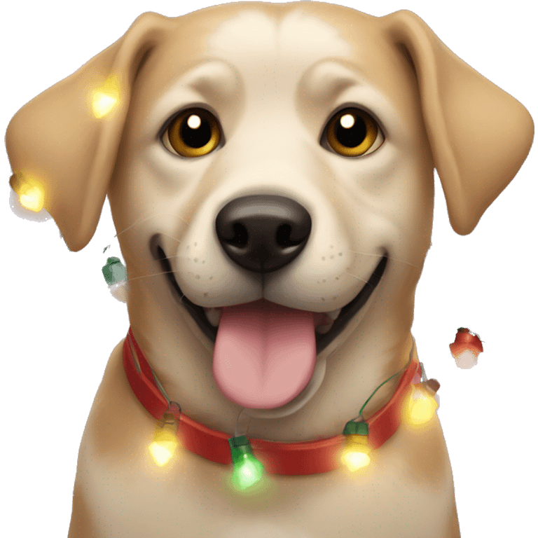 Dog with Christmas lights  emoji