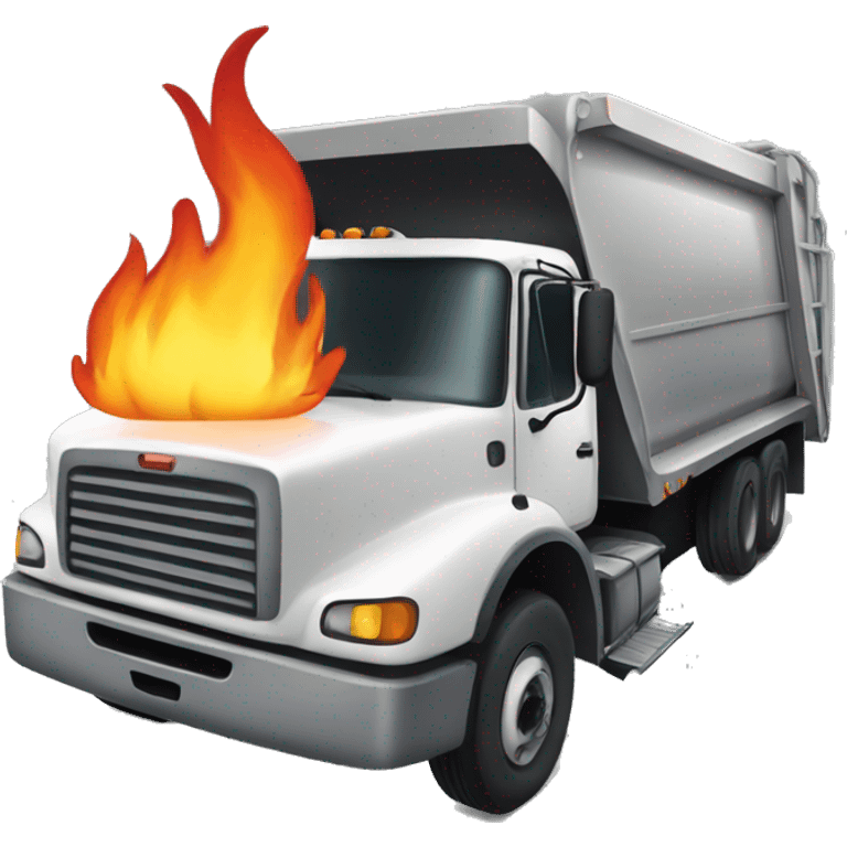 Garbage truck with flames emoji