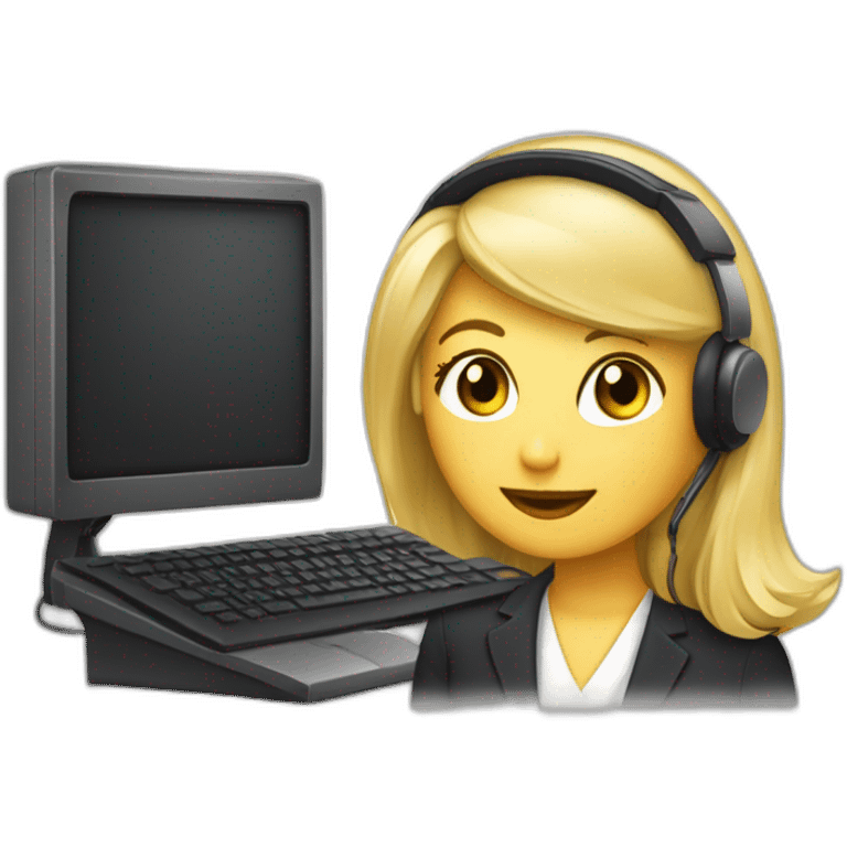 secretaire blonde avec un casque téléphone coupe de cheveux au carré emoji