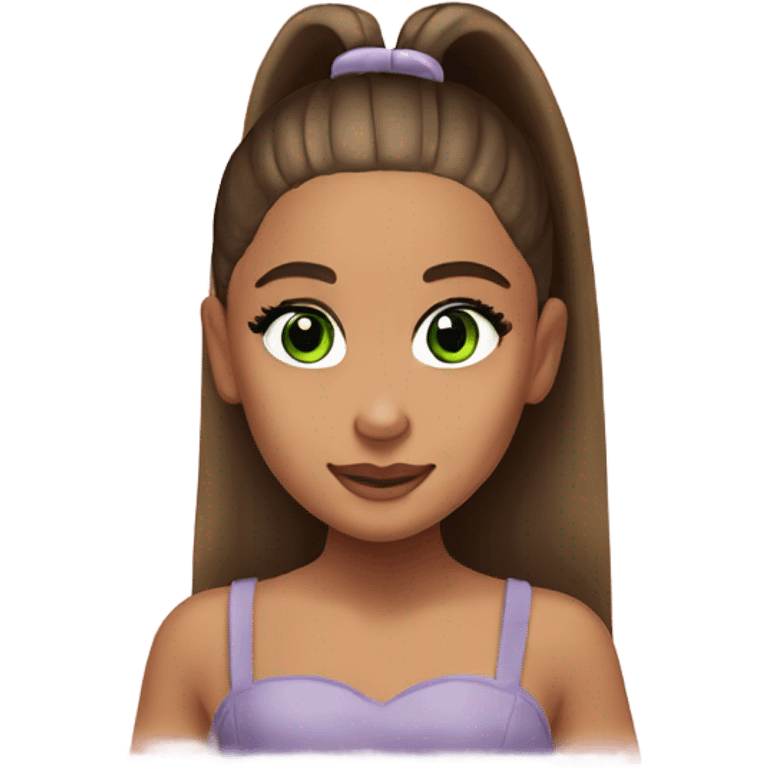 ariana grande with a slickback and green eyes emoji