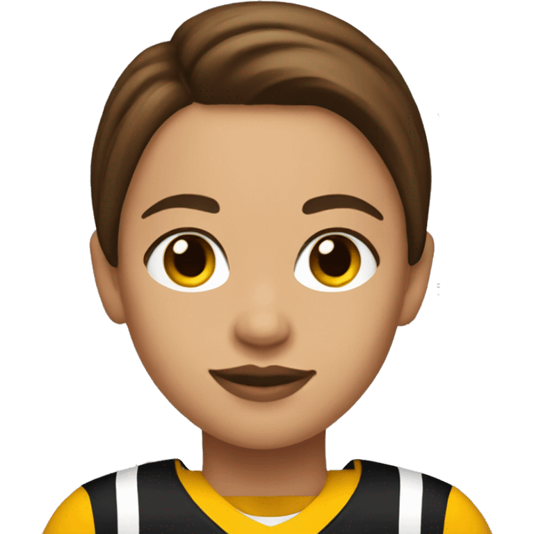 Brown haired girl wearing Pittsburgh Steelers jersey emoji