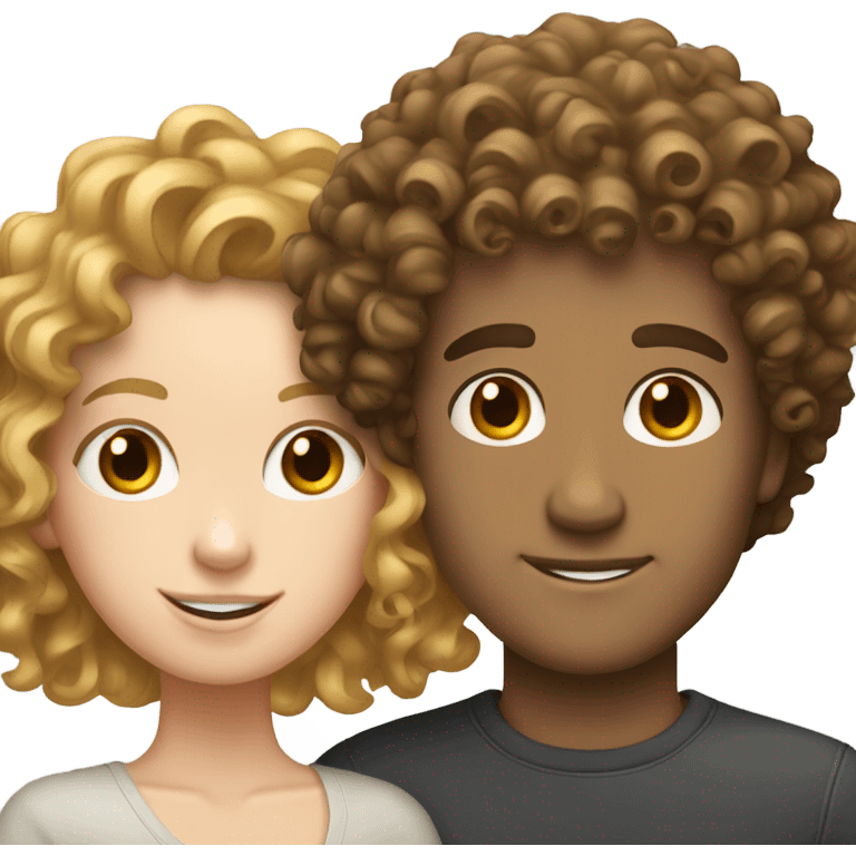 Curly haired white girl with curly haired white man emoji