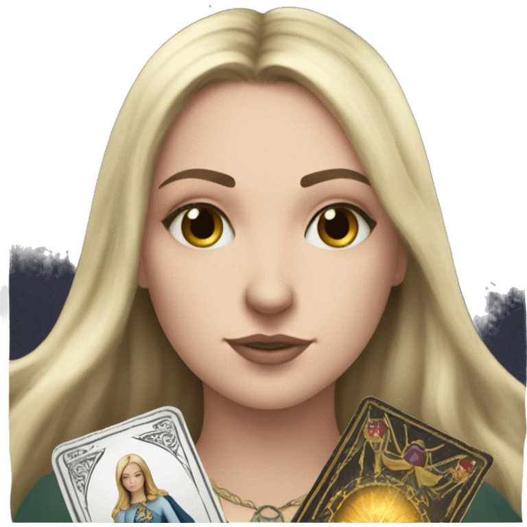 white girls and tarot card with corwn on had emoji