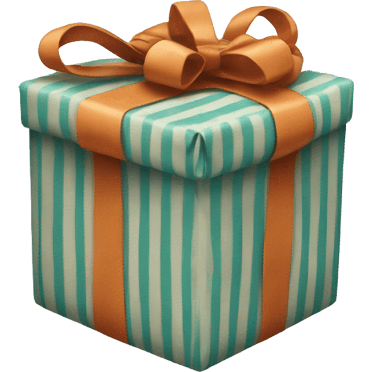 A present wrapped in striped paper, with a bow emoji