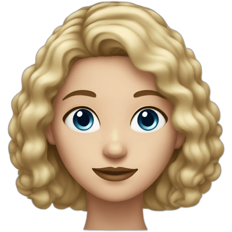 a woman with dark blond hair and blue eyes with big dark spots under the eyes  emoji