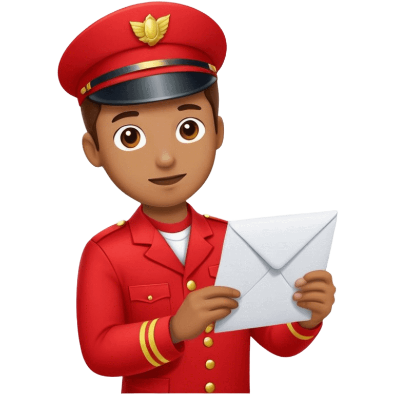 mailman in red uniform holding letter emoji