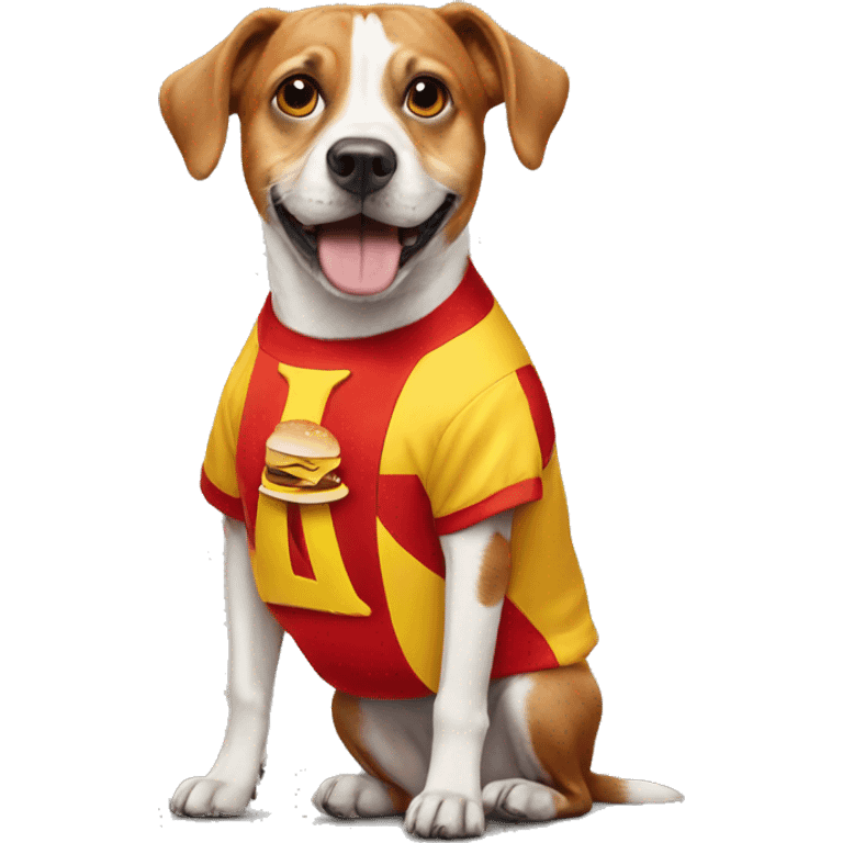 Dog wearing McDonalds suit emoji