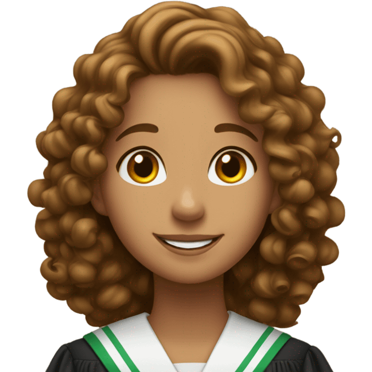 Graduation girl brown hair curly happy emoji