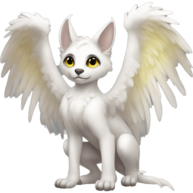 Anthro shy cute winged animal hybrid full body emoji