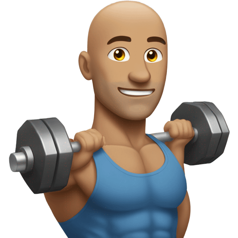 Bald man lifting heavy dumbbells  emoji