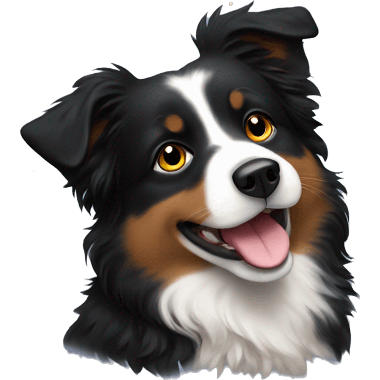 Small black australian shepherd dog with moon and stars  emoji