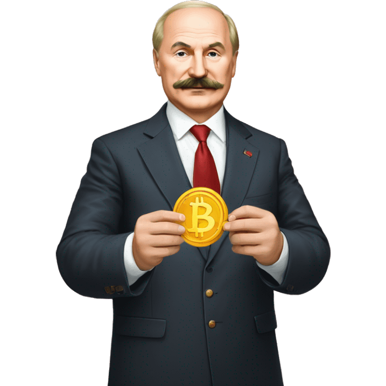 Lukashenko holds Bitcoin in his hands emoji